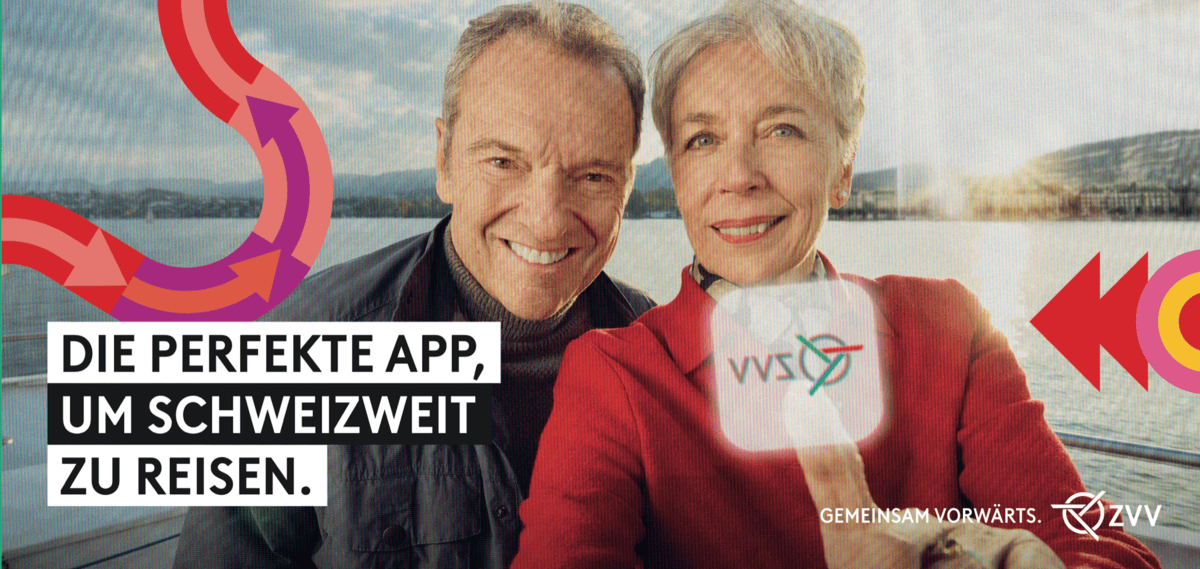 Plakatkampagne für die ZVV-App mit dem Sujet Genf