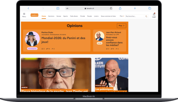 Die Startseite von lematin.ch mit neuer Meinungsrubrik. Quelle: zvg