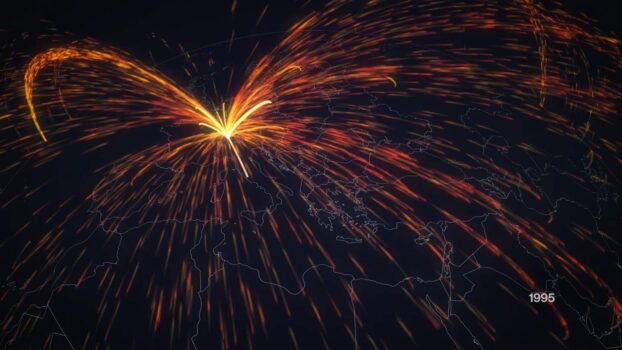Animation visualisiert weltweite Schweizer Handelsströme. Quelle: zvg