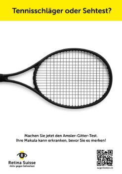 Ein Tennisschläger leitet zum Sehtest. Quelle: zvg