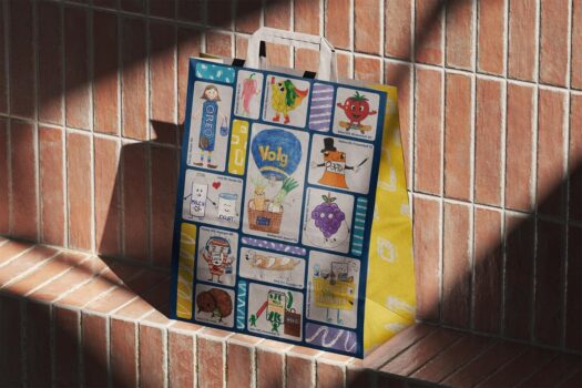 Kinderzeichnungen schmücken die neuen Volg-Tragtaschen. Quelle: zvg
